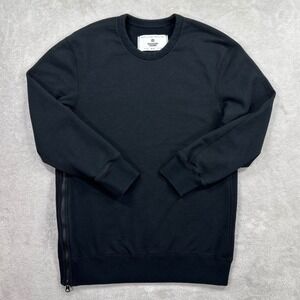 Reigning Champ Sweatshirt Mens Small Black Side Zip Terry Crew Neck Canada Made